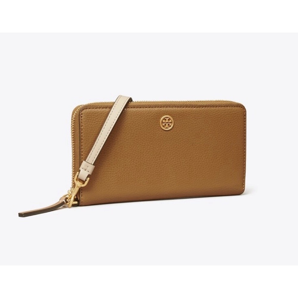 Tori Burch Robinson Zip Continental Wallet Wrislet Tigers Eye Multi Color‎ New